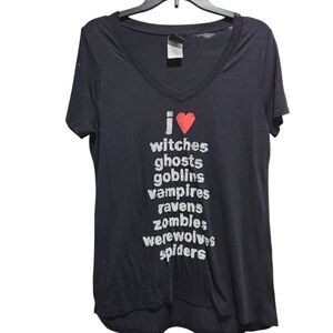 Modern Lux Halloween Tee XL Black I Love Witches Ghosts Vampires Graphic